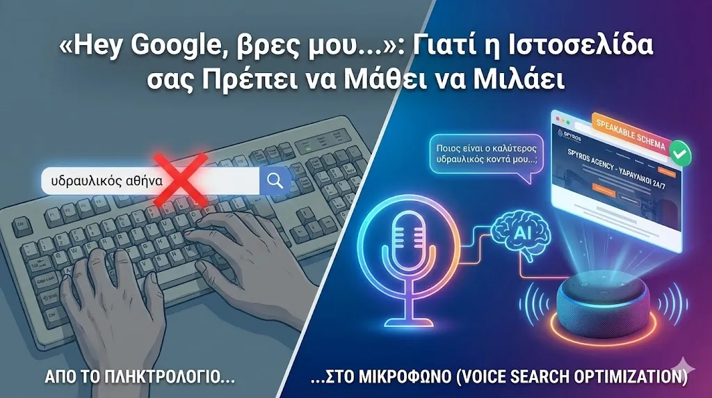 «Hey Google, βρες μου...»: Γιατί η Ιστοσελίδα σας Πρέπει να Μάθει να Μιλάει (Voice Search Optimization).