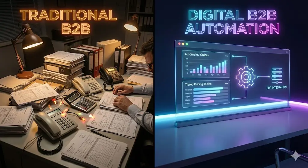 B2B E-commerce: Πώς να Αυτοματοποιήσετε Χονδρικές Πωλήσεις και Τιμολογήσεις χωρίς Τηλέφωνα.
