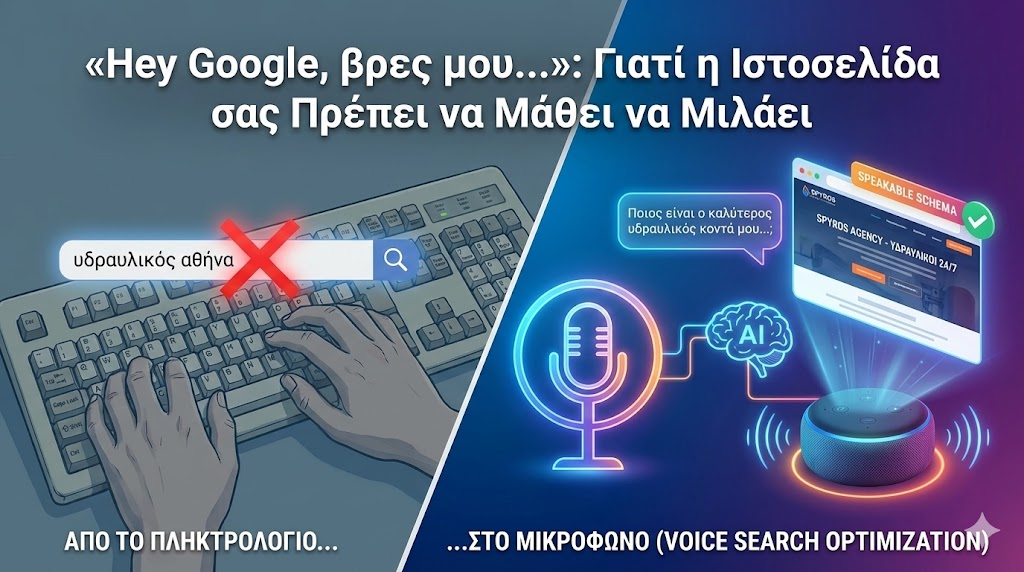 «Hey Google, βρες μου...»: Γιατί η Ιστοσελίδα σας Πρέπει να Μάθει να Μιλάει (Voice Search Optimization).