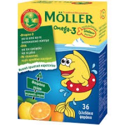 Moller's Omega 3 για Παιδιά 36 ζελεδάκια Πορτοκάλι Λεμόνι