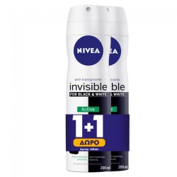 Nivea Black & White Active Invisible Spray 48h 150ml 1+1 ΔΩΡΟ