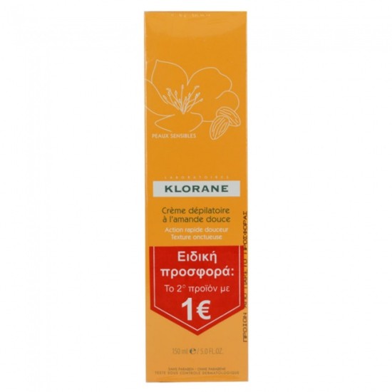 Klorane Duo Creme Depilatoire a l'Amande Douce 2x150ml Το 2ο Προϊόν 1€