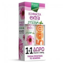 Power Health Echinacea Extra με Στέβια 24 Eff.Tabs & ΔΩΡΟ Vitamin C 500mg Πορτοκάλι 20 Eff.Tabs