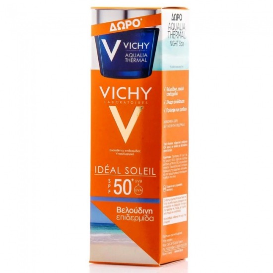 Vichy Promo Pack Ideal Soleil Velvet SPF50 και ΔΩΡΟ Aqualia Thermal Night Spa 15ml