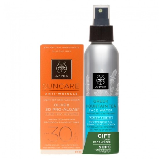 Apivita Suncare Promo Anti-Wrinkle Face Cream Spf 30 with Olive and Pro-Algae 50ml & ΔΩΡΟ Face Water Green Mountain 100ml