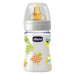 Chicco Μπιμπερό Nature Glass Guffi 150ml Με Θηλή Σιλικόνης Κανονική Ροή 0m+