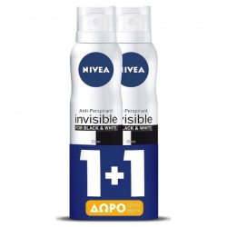 Nivea Black & White Clear Invisible Spray 48h 150ml 1+1 ΔΩΡΟ