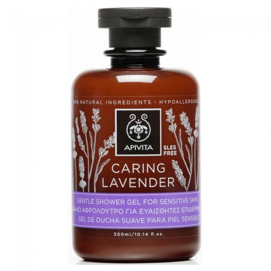 Apivita Caring Lavender Αφρόλουτρο Λεβάντα για Ευαίσθητες Επιδερμίδες 300ml