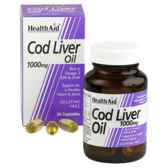 Health Aid Cod Liver Oil 1000mg Vegetarian Capsules 30