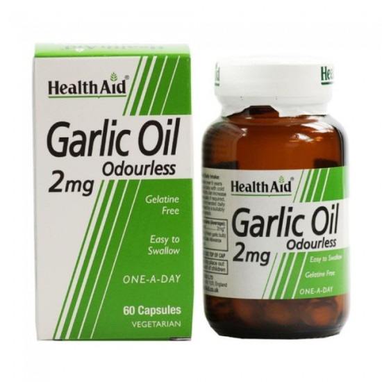 Health Aid Garlic Oil 2mg Odorless Vegetarian Capsules 30