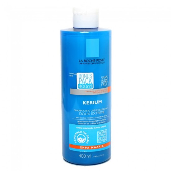 La Roche Posay Kerium Extra Gentle Physiological Cream Shampoo Ξηρά Μαλλιά Bonus Pack 400ml