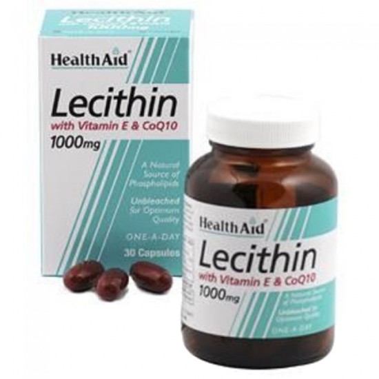 Health Aid Lecithin 1000mg + Natural Vitamin E 45iu + Coq 10 10mg Capsules 30