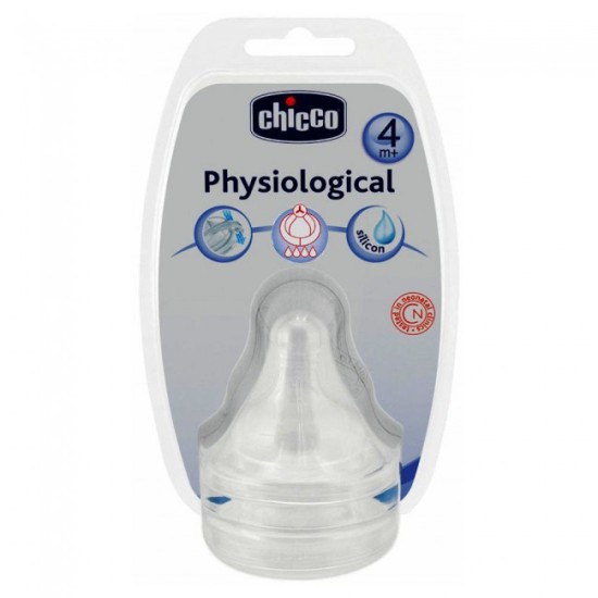 Chicco Physiological Θηλή Σιλικόνη Φυσική Μέθοδος Ροη Φαγητού 4μ+ 2τμχ