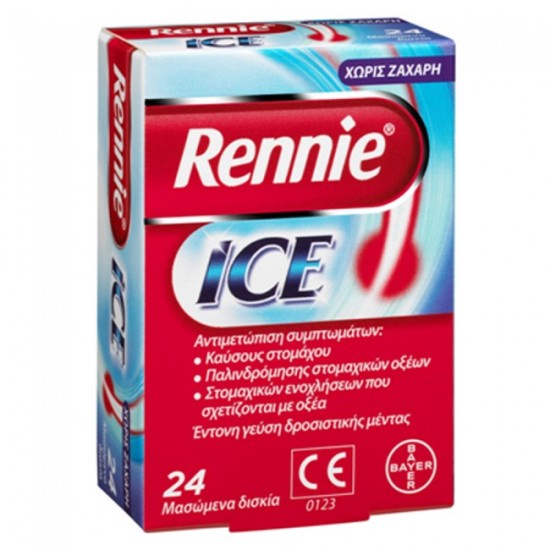 Bayer Rennie Ice Αντιόξινα Μασώμενα Δισκία 24tabs