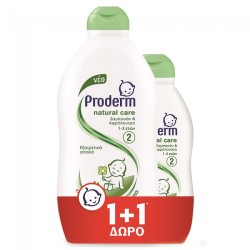 Proderm Σαμπουάν & Αφρόλουτρο Natural Care 400ml + 200ml ΔΩΡΟ