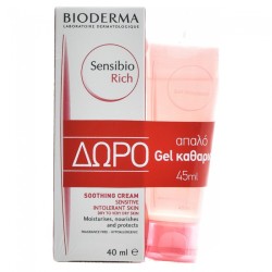 Bioderma Sensibio Soothing Cream Rich 40ml & ΔΩΡΟ Sensibio Gel Mousant 45ml